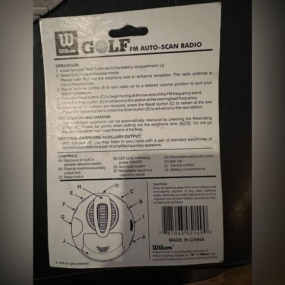 Wilson Golf FM Auto-Scan Radio Retractable Earphone Speaker Belt Pocket Clip - Picture 3 of 5